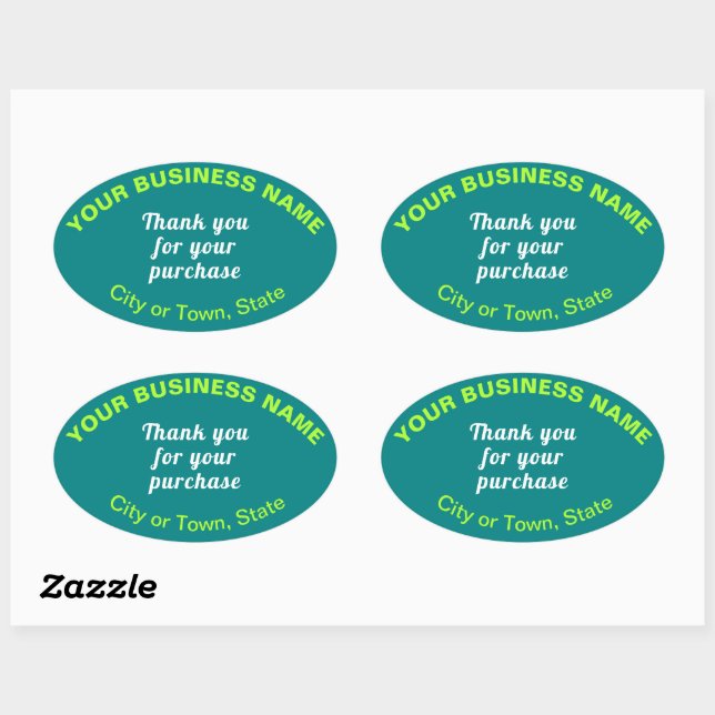 Thank You For Your Purchase on Teal Green Oval Sticker (Sheet)