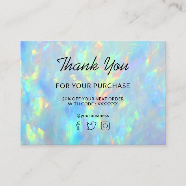  thank you for your purchase opal business card (Front)