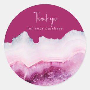 Thank you for your purchase pink agate social classic round sticker