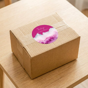 Thank you for your purchase pink agate social classic round sticker