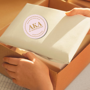 Thank You for Your Purchase Pink Gold Monogram Classic Round Sticker