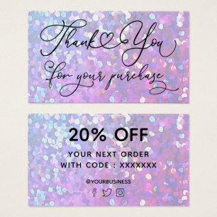 thank you for your purchase purple faux glitter