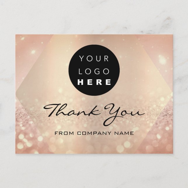 Thank You For Your Purchase Rose Glitter Logo Postcard (Front)