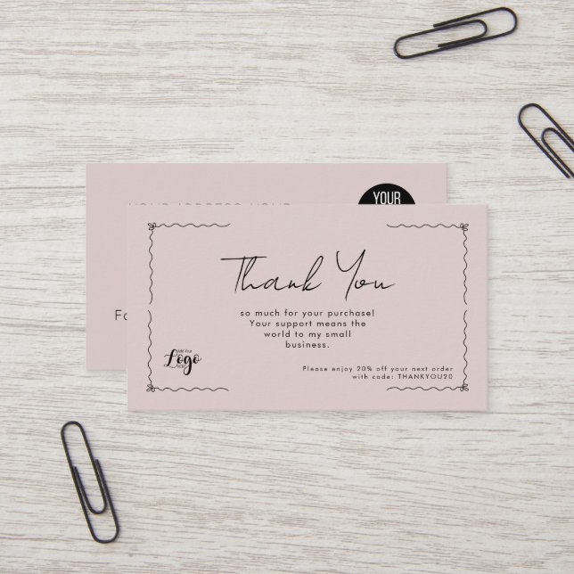 Thank You for Your Purchase Small Business Card |  (Front/Back In Situ)