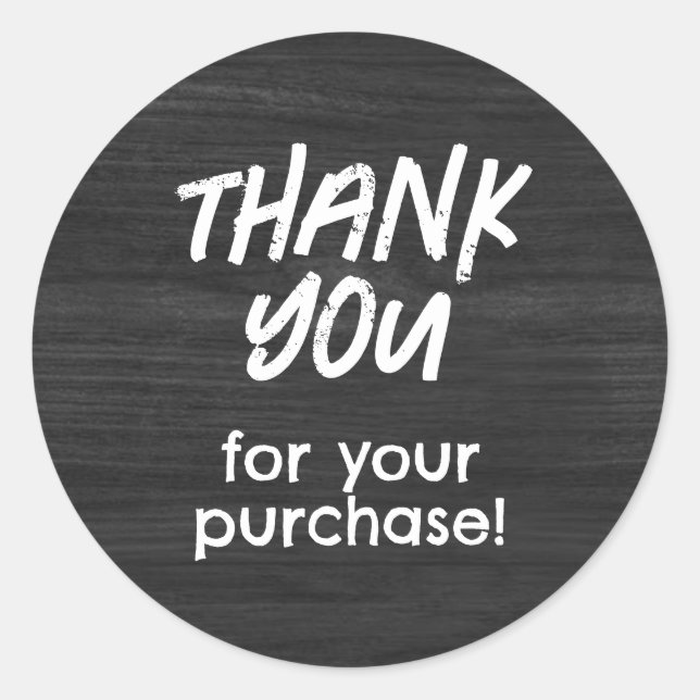 Thank You for Your Purchase Sticker Faux Grey Wood (Front)