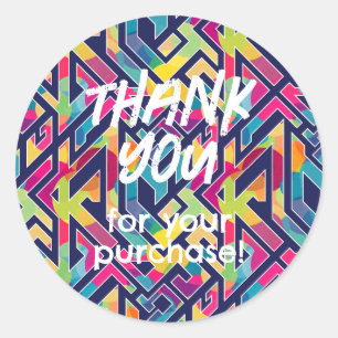 Thank You for Your Purchase Sticker Geometric Line