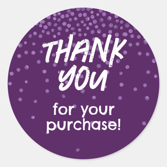 Thank You for Your Purchase Sticker Purple Dots (Front)