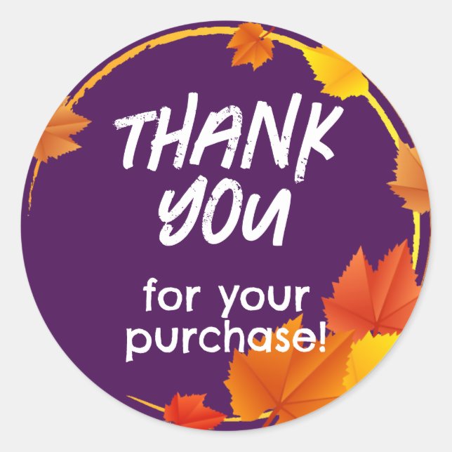 Thank You for Your Purchase Sticker Purple Fall (Front)