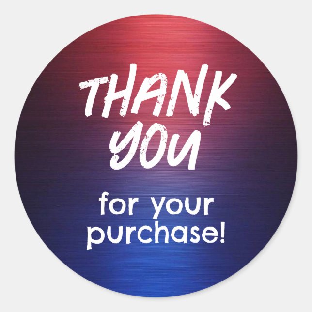 Thank You for Your Purchase Sticker Red Blue Metal (Front)