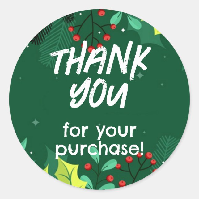 Thank You for Your Purchase Sticker XMAS Holly (Front)