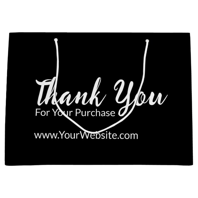 Thank You For Your Purchase Website Black & White Large Gift Bag (Front)