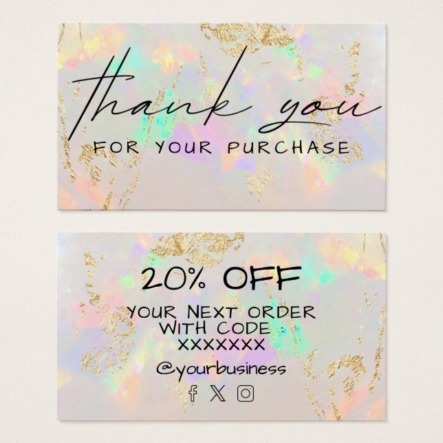 thank you for your purchase white opal (Front & Back)