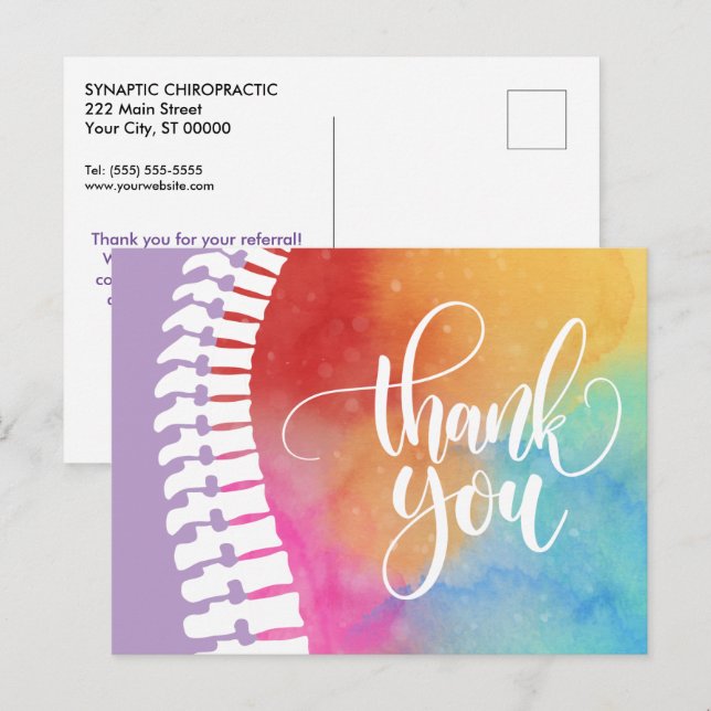 Thank You For Your Referral 1 Chiropractic Postcard (Front/Back)