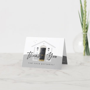 Thank You For Your Referral Black Watercolor Door Card