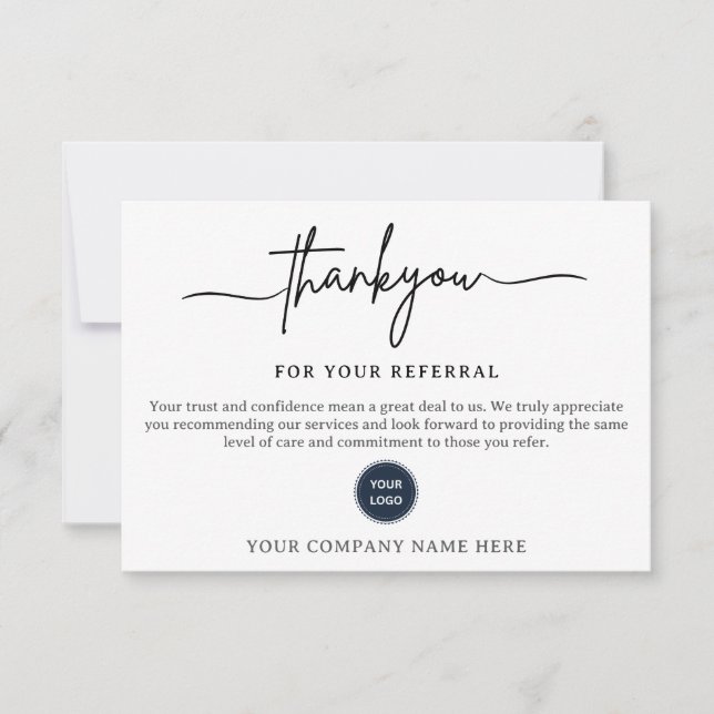 Thank You For Your Referral Card (Front)