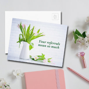 Thank You for Your Referrals Modern Flowers Postcard