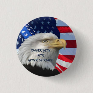 THANK YOU FOR YOUR SERVICE 3 CM ROUND BADGE