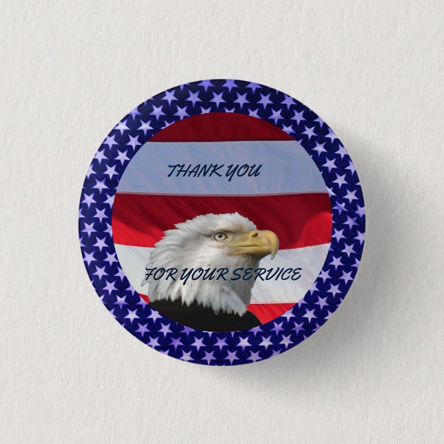 THANK YOU FOR YOUR SERVICE 3 CM ROUND BADGE (Front)