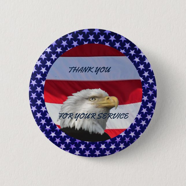 THANK YOU FOR YOUR SERVICE 6 CM ROUND BADGE (Front)