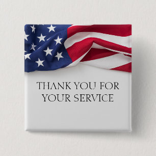 Thank You For Your Service American Flag 15 Cm Square Badge