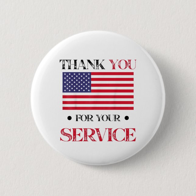 Thank You For Your Service American Flag 6 Cm Round Badge (Front)