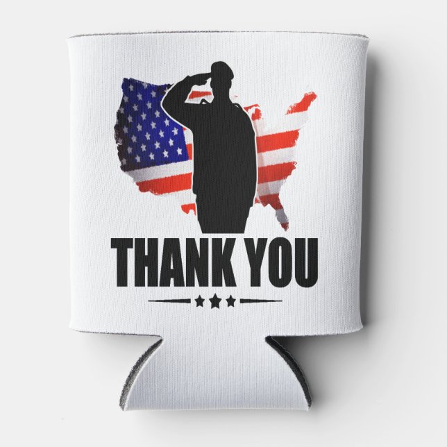 Thank You for your Service American Flag Can Cooler (Front)