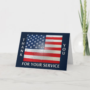 Thank You For Your Service American Flag Card