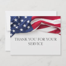 THANK YOU for your service American Flag Cards