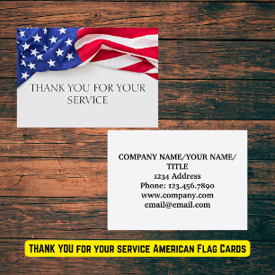 THANK YOU for your service American Flag Cards