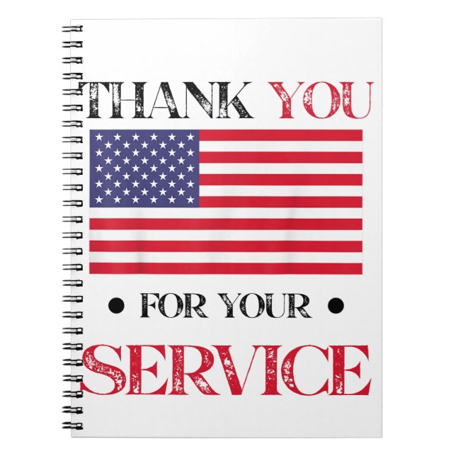 Thank You For Your Service American Flag Notebook (Front)