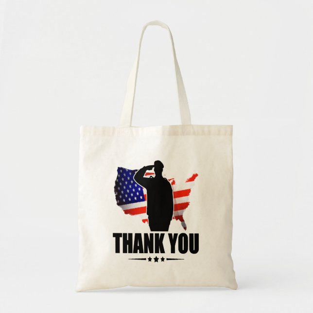 Thank You for your Service American Flag Tote Bag (Front)