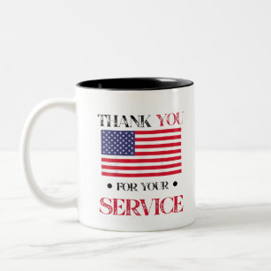 Thank You For Your Service American Flag Two-Tone Coffee Mug