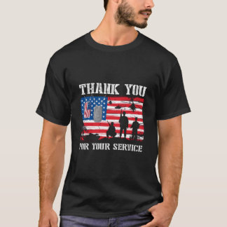 Thank You For Your Service American Flag Veterans  T-Shirt