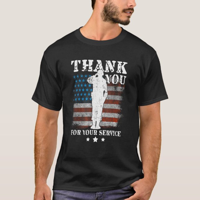 Thank You For Your Service American Flag Veterans  T-Shirt (Front)