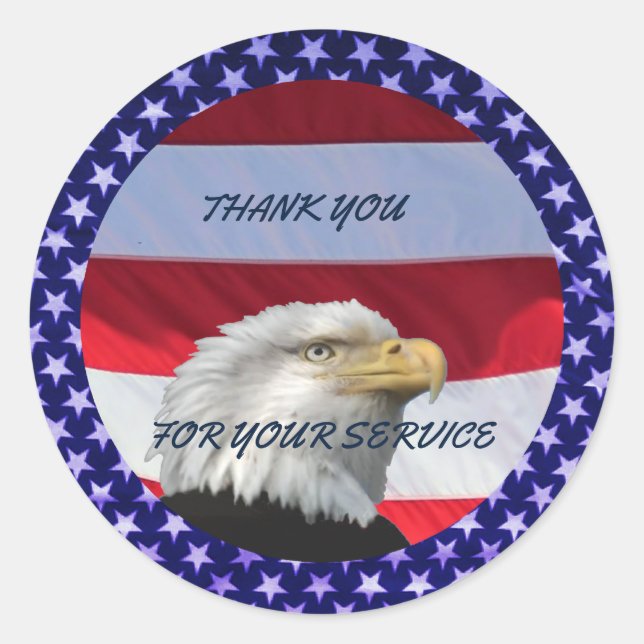 THANK YOU FOR YOUR SERVICE CLASSIC ROUND STICKER (Front)