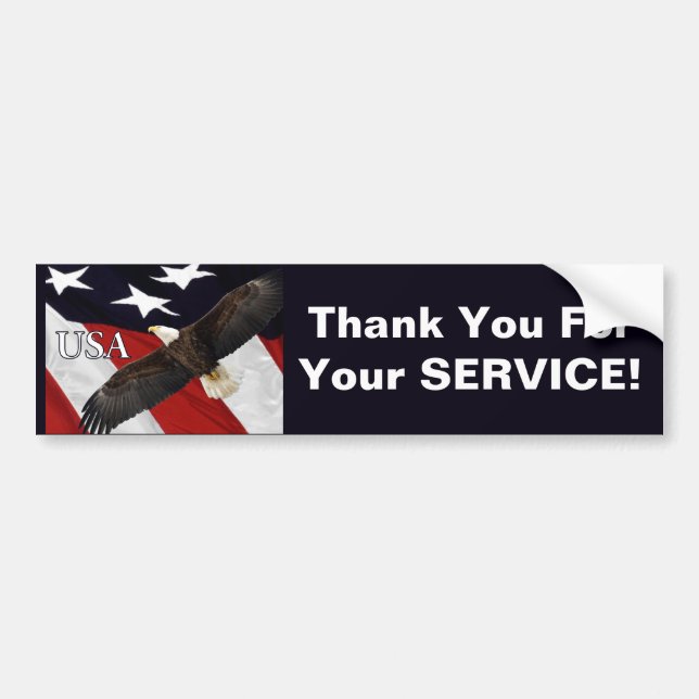 Thank You For Your Service Eagle Bumper Sticker (Front)