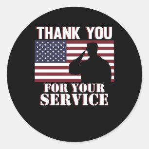 Thank You For Your Service Happy Veterans Day Classic Round Sticker
