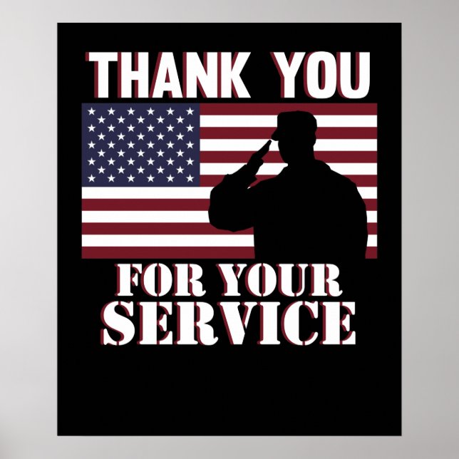 Thank You For Your Service Happy Veterans Day Poster (Front)