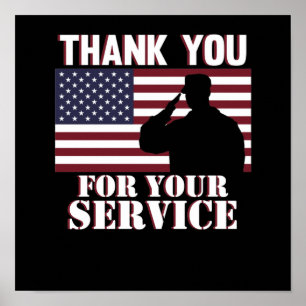 Thank You For Your Service Happy Veterans Day Poster