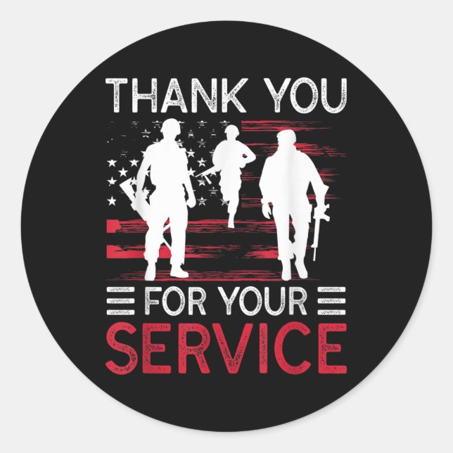 Thank You For Your Service Memorial Day  Classic Round Sticker (Front)