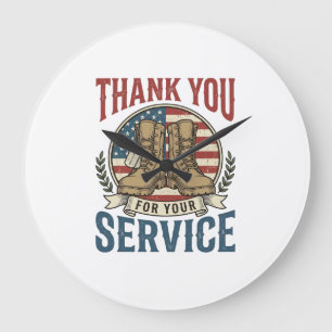 Thank You for Your Service Military Boots Shirt De Large Clock