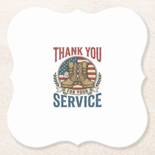 Thank You for Your Service Military Boots Shirt De Paper Coaster