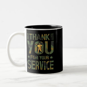 Thank You For Your Service military soldier drawin Two-Tone Coffee Mug