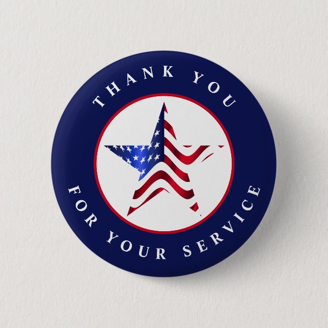 Thank You For Your Service Patriotic button (Front)