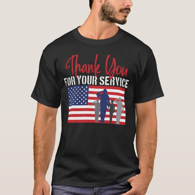 Thank You For Your Service Patriotic Veteran T-Shirt (Front)