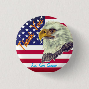 Thank You For Your Service Pin Button