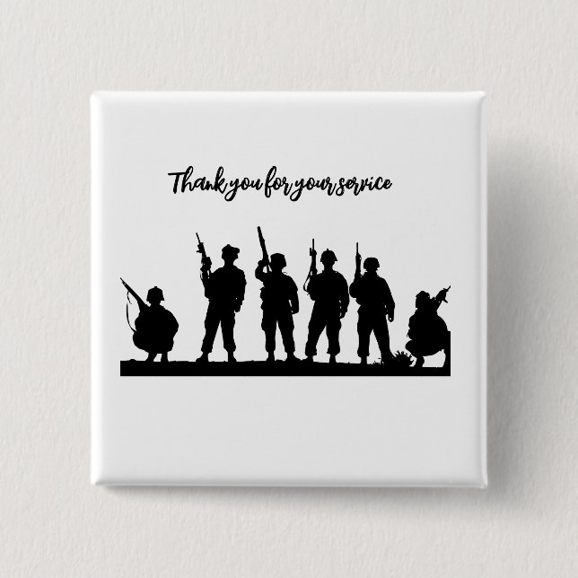 Thank you for your service soldiers black&white  15 cm square badge (Front)