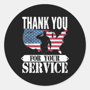 Thank You For Your Service Veteran Patriot Militar Classic Round Sticker