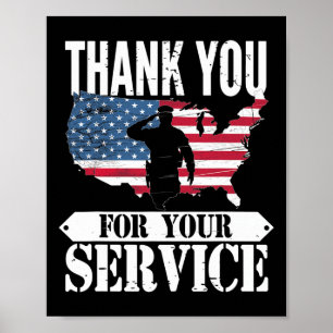Thank You For Your Service Veteran Patriot Militar Poster