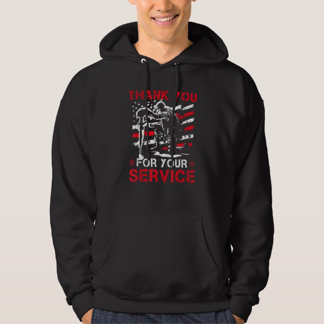 Thank You For Your Service Veteran US Flag Veteran Hoodie (Front)